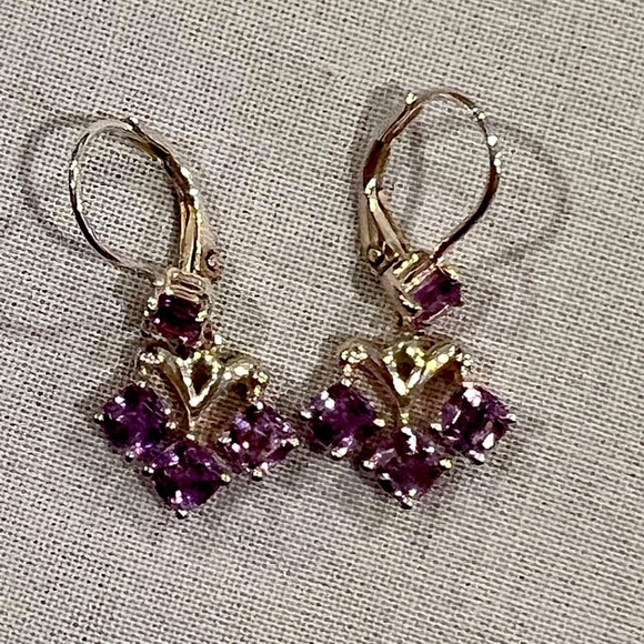 Set of 3 ~ Amethyst, Citrine and Peridot chandelier style earrings. - Picture 2 of 11